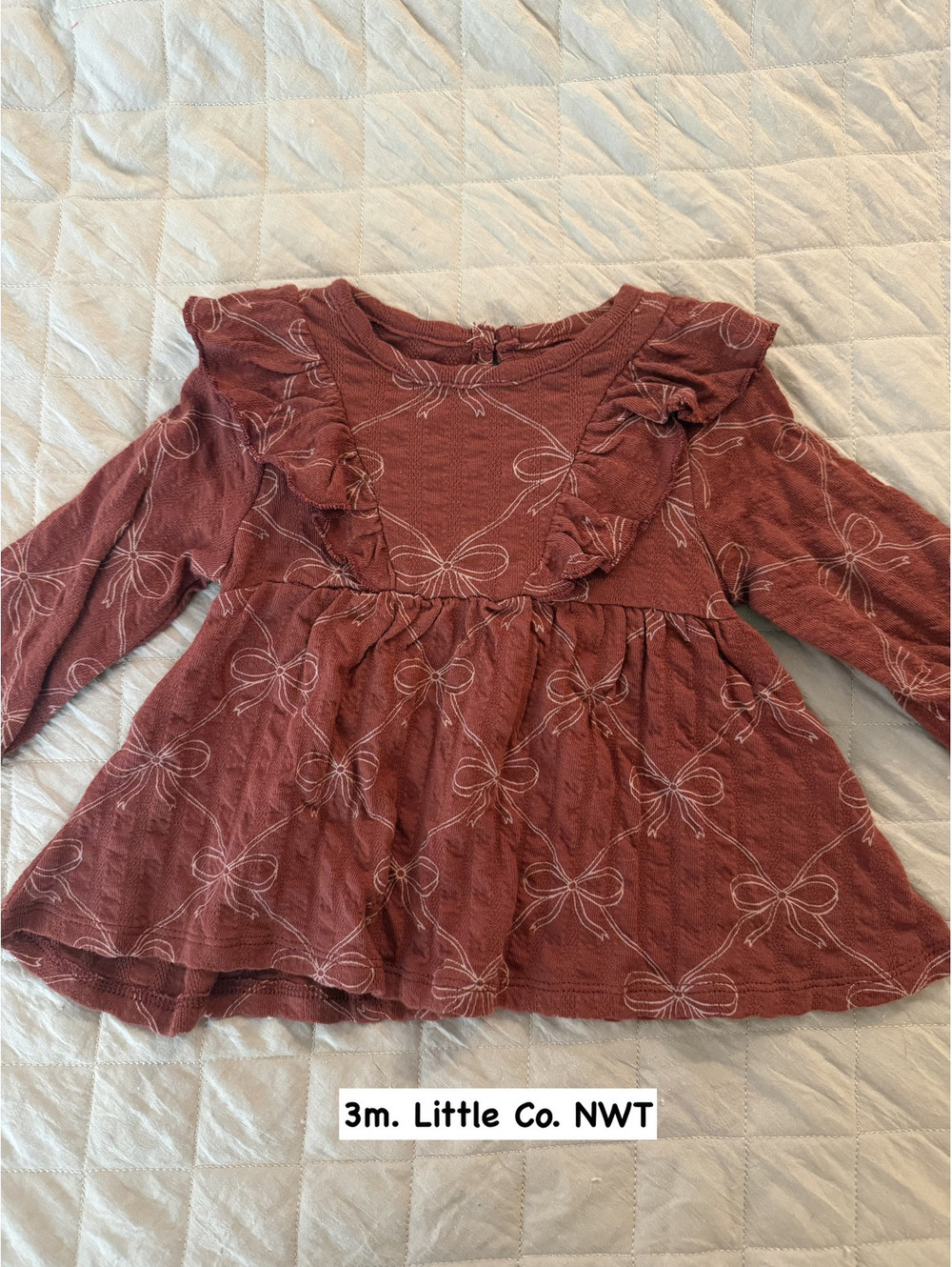 3m. Little Co. by LC Bow Holiday Ruffle Knit Dress NWT